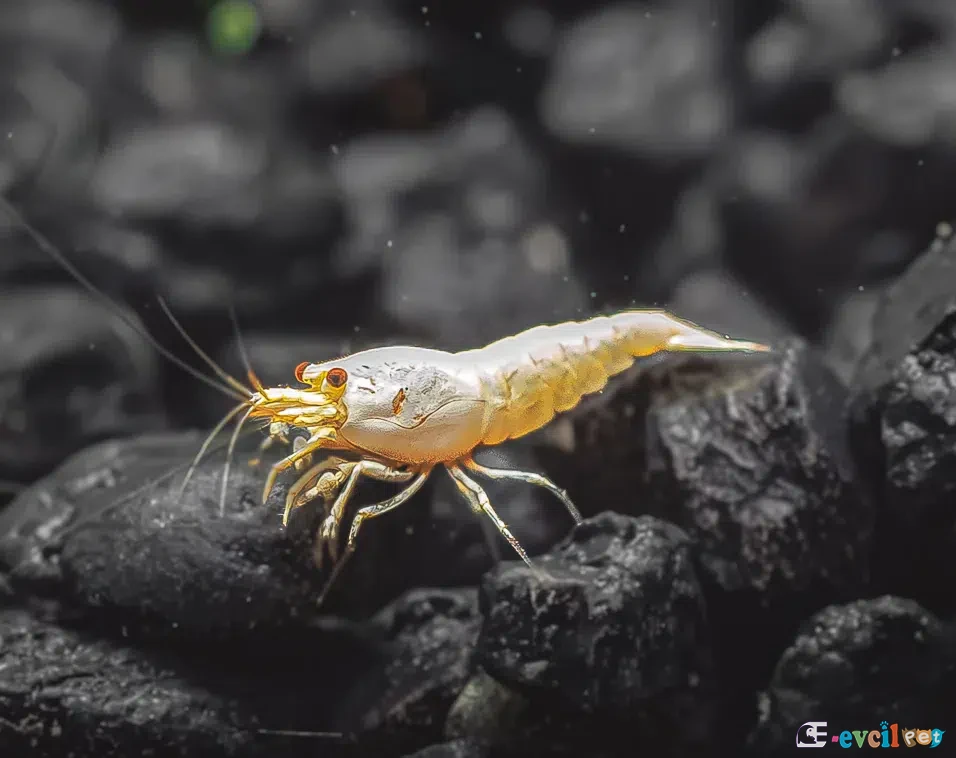 Caridina cf. cantonensis Golden Bee Kaya Üzeründe
